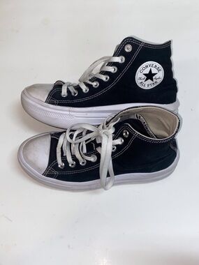 Converse Black and White Women’s Platforms High-Top Sneakers - All Star Logo